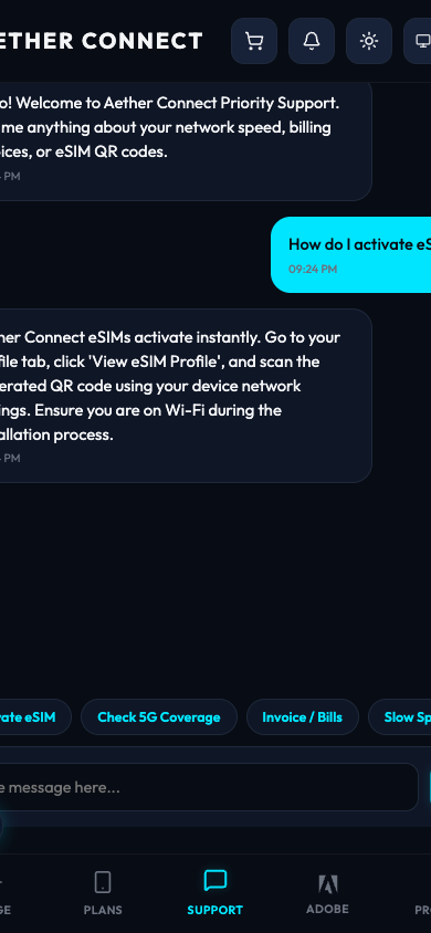 Support FAQ chat