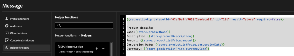 Dataset lookup helper function